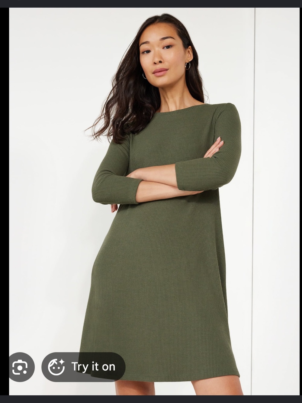 Time and Tru Ribbed Knit Dress With Pockets Women’s Size L